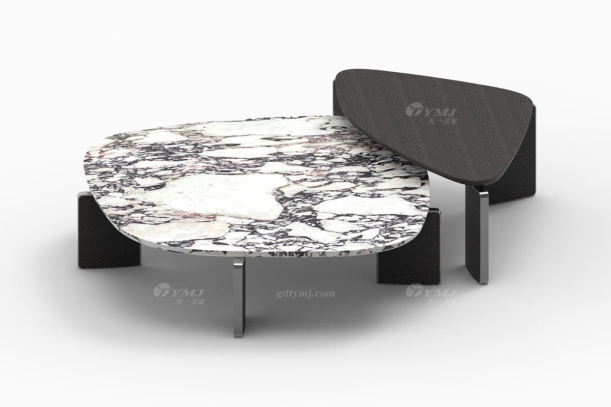  意式雅奢風格家具高端別墅會所家具簡約高級天然大理石異形茶幾
