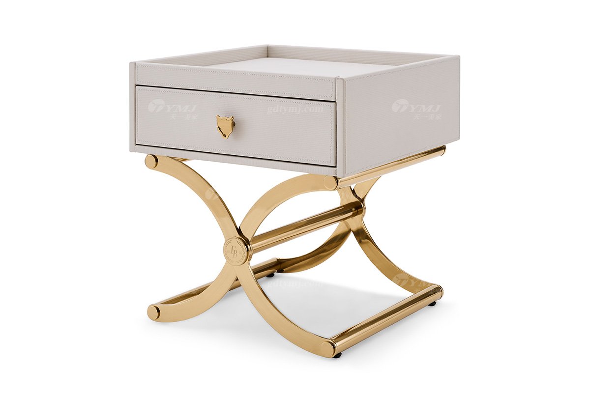 意式輕奢家具高端別墅會所豪宅家用時尚奢華鈦金床頭柜135B22床頭柜1