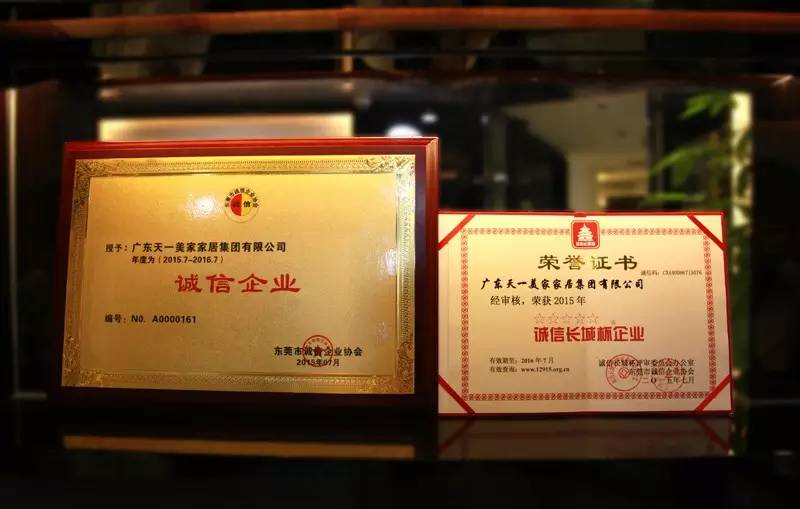 天一美家集團榮獲“誠信長城杯企業”傳遞行業正能量!