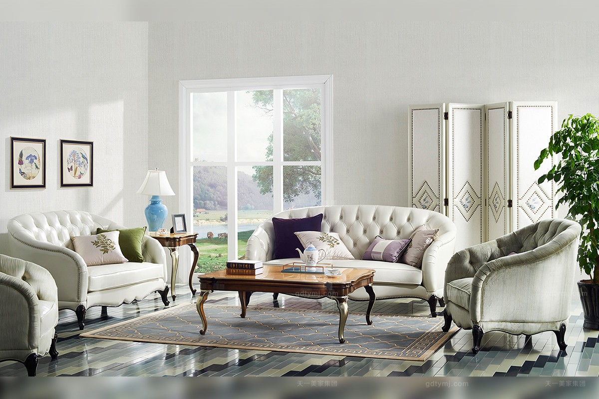 輕奢家具品牌天一美家客廳軟包沙發組合