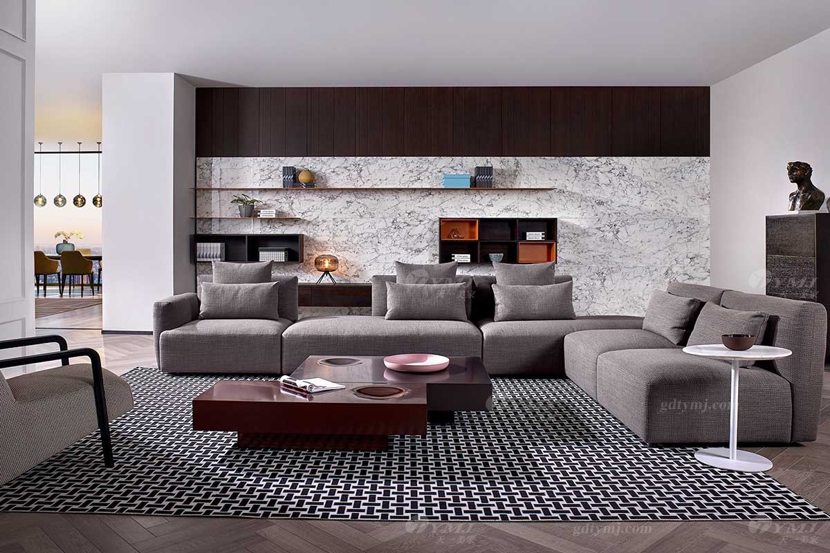 現代極簡客廳布藝沙發組合