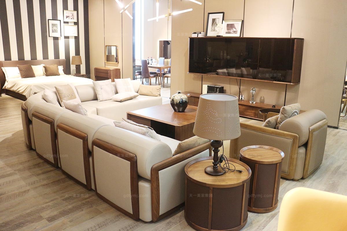 高檔現代真皮頭層牛皮轉角沙發