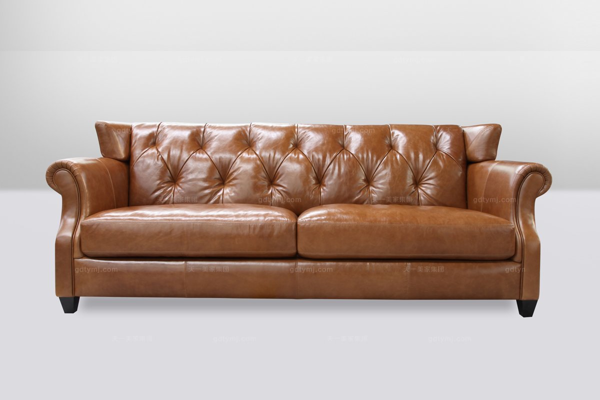 高檔歐式真皮三人沙發