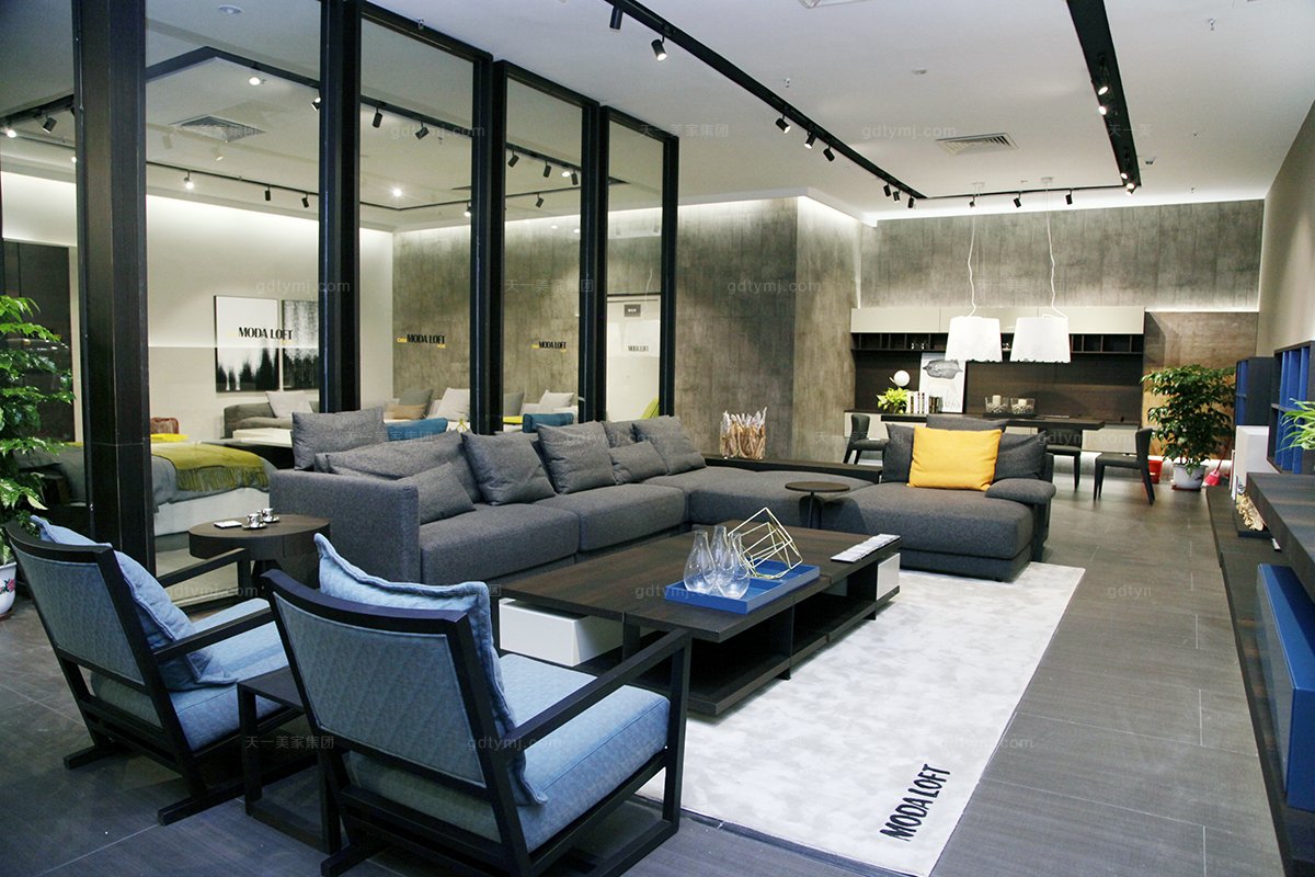 客廳布藝沙發轉角組合